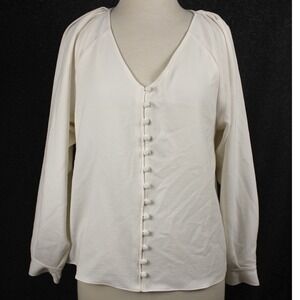 NWT Sezane Galena Blouse Ecru Cream Button Front Top Size 36 US 4
